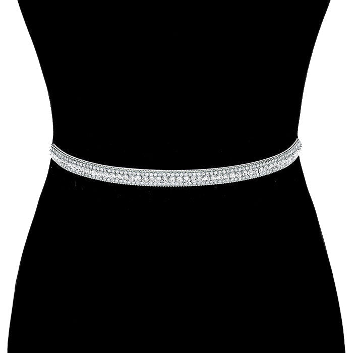Rhinestone Sash Ribbon Bridal Wedding Belt Headband - Courbe et Compagnie