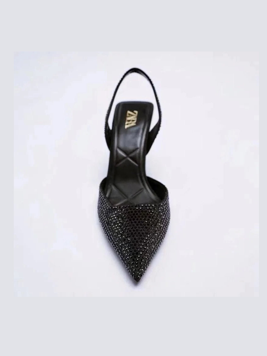 Rhinestone Slingback High Heel Pumps - Courbe et Compagnie