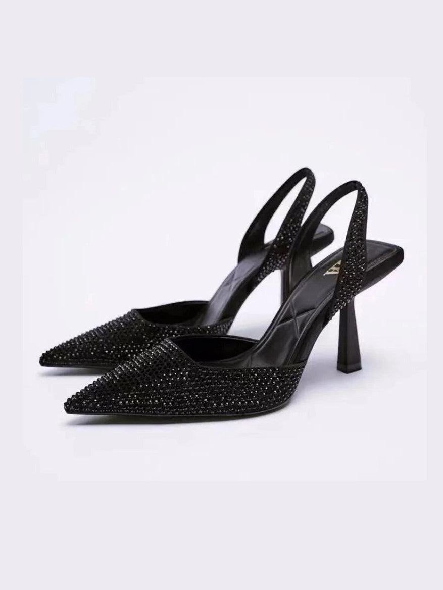 Rhinestone Slingback High Heel Pumps - Courbe et Compagnie