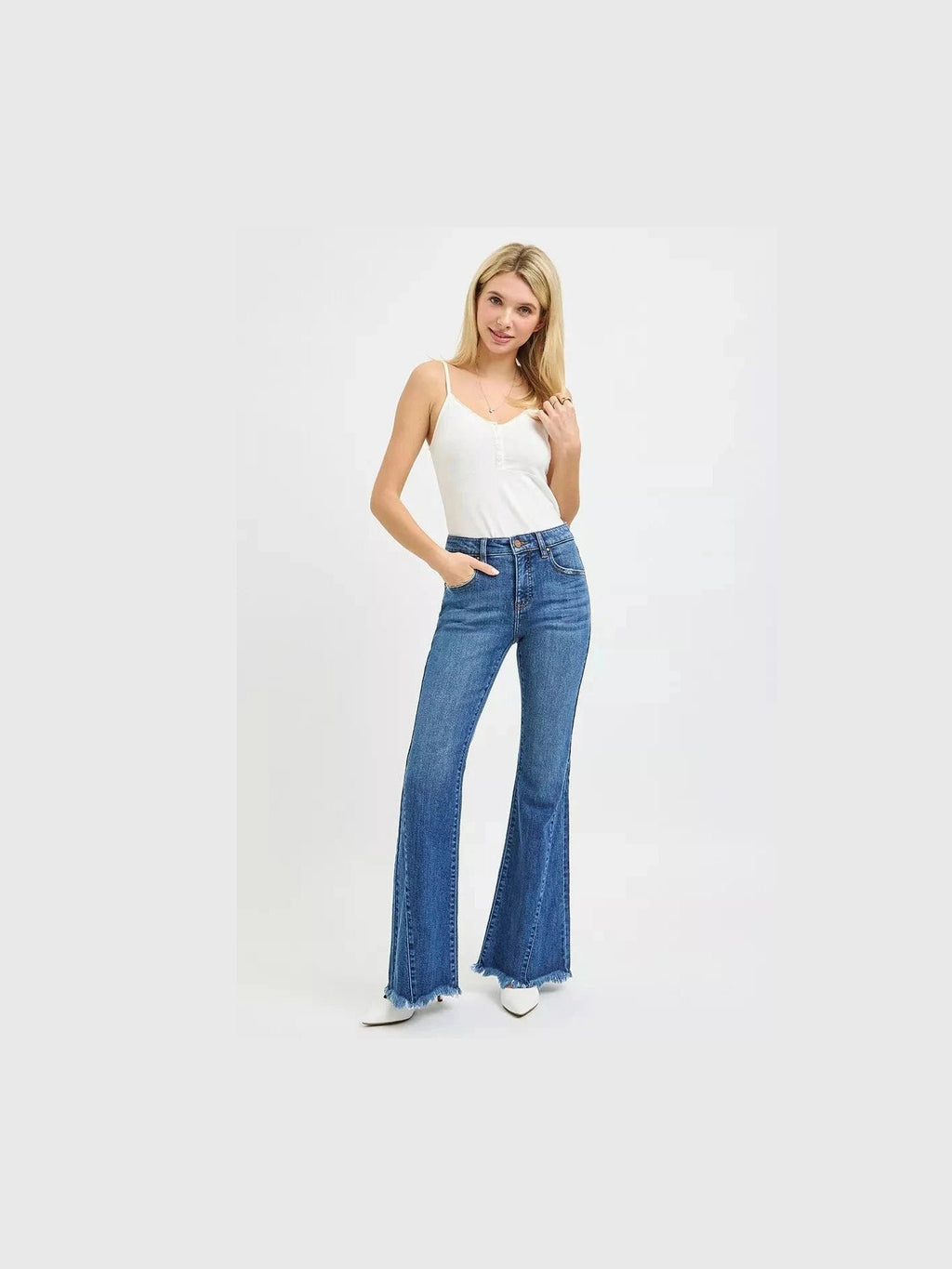 RISEN Mid Rise Flare Side Seam Detailing Jeans - Courbe et Compagnie