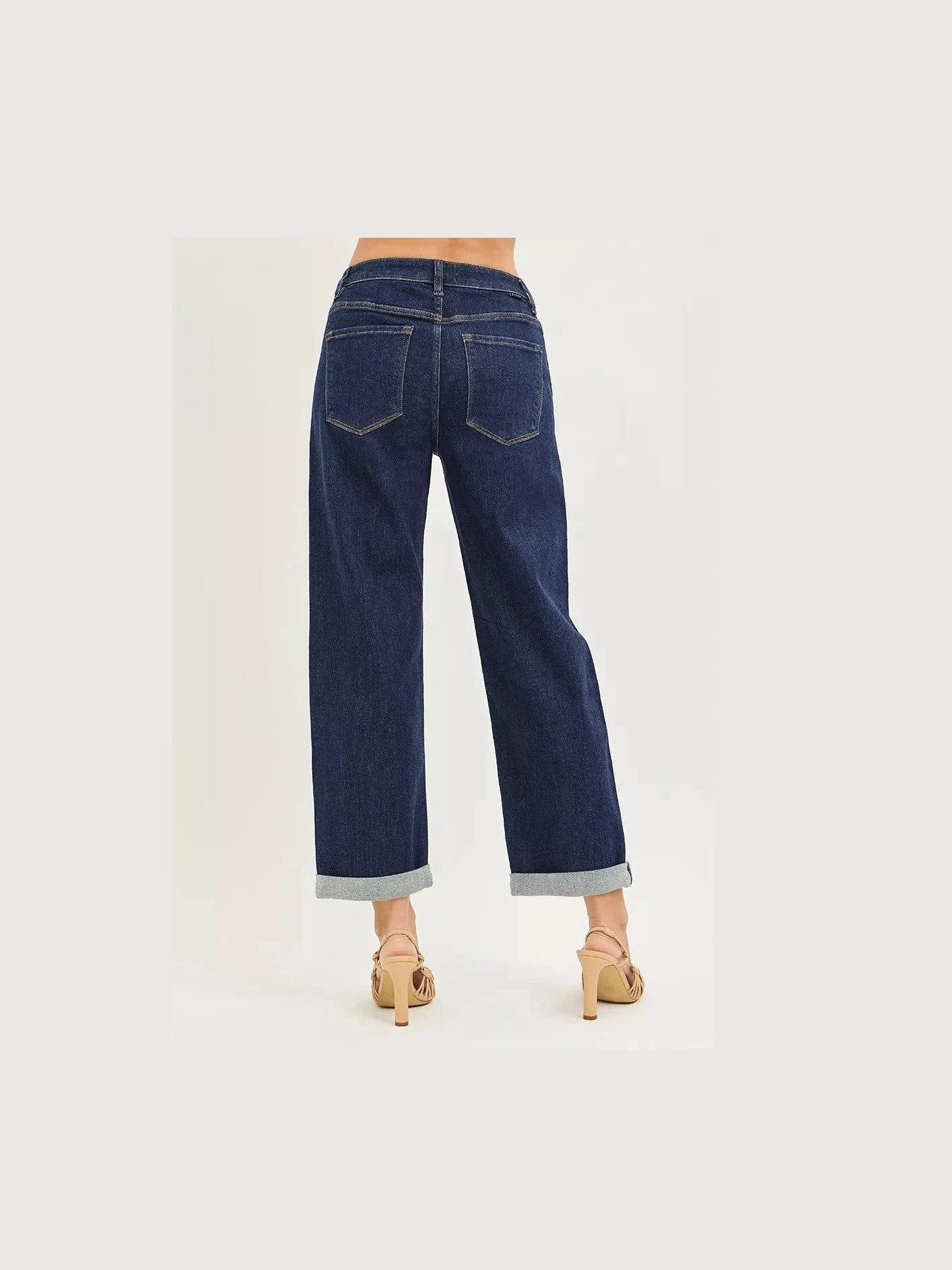 RISEN Slouchy Cropped Boyfriend Jeans With Cuffed Hem - Courbe et Compagnie