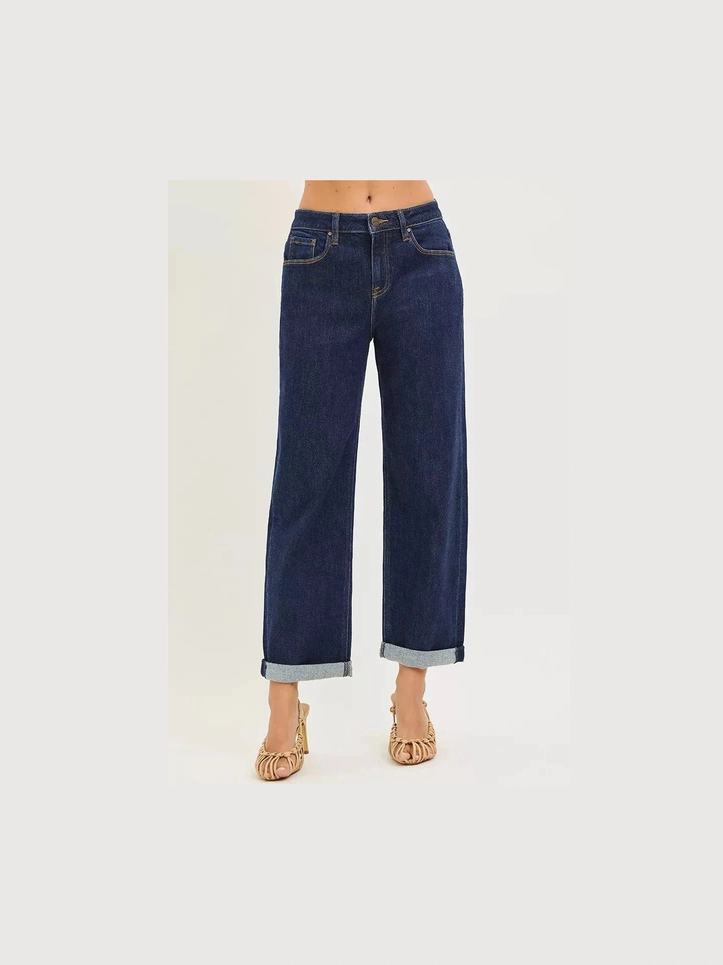 RISEN Slouchy Cropped Boyfriend Jeans With Cuffed Hem - Courbe et Compagnie