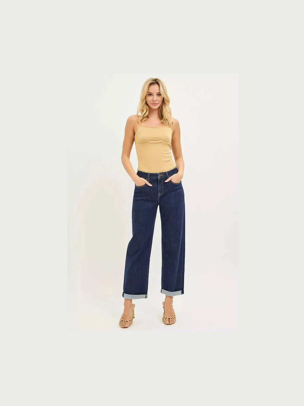 RISEN Slouchy Cropped Boyfriend Jeans With Cuffed Hem - Courbe et Compagnie