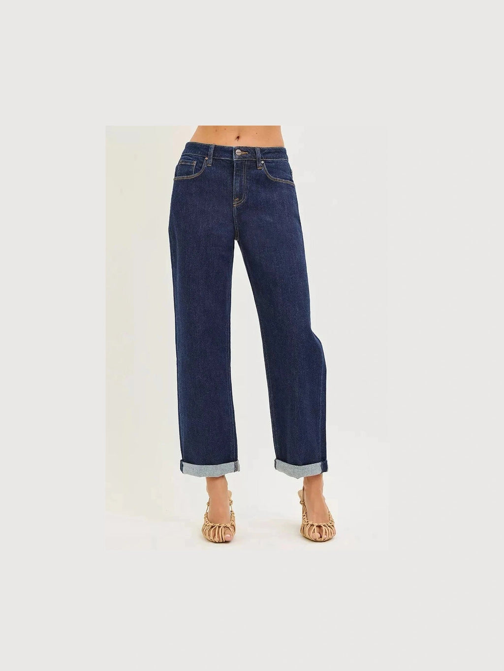 RISEN Slouchy Cropped Boyfriend Jeans With Cuffed Hem - Courbe et Compagnie