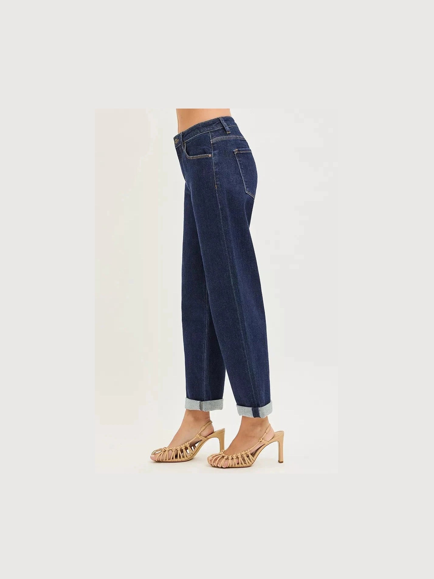RISEN Slouchy Cropped Boyfriend Jeans With Cuffed Hem - Courbe et Compagnie