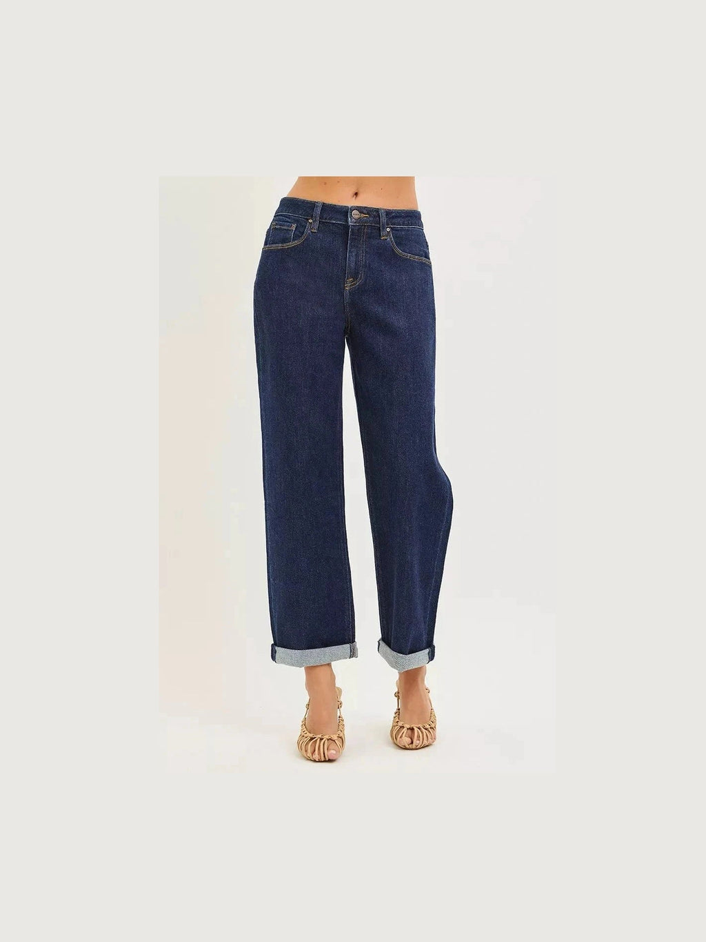 RISEN Slouchy Cropped Boyfriend Jeans With Cuffed Hem - Courbe et Compagnie