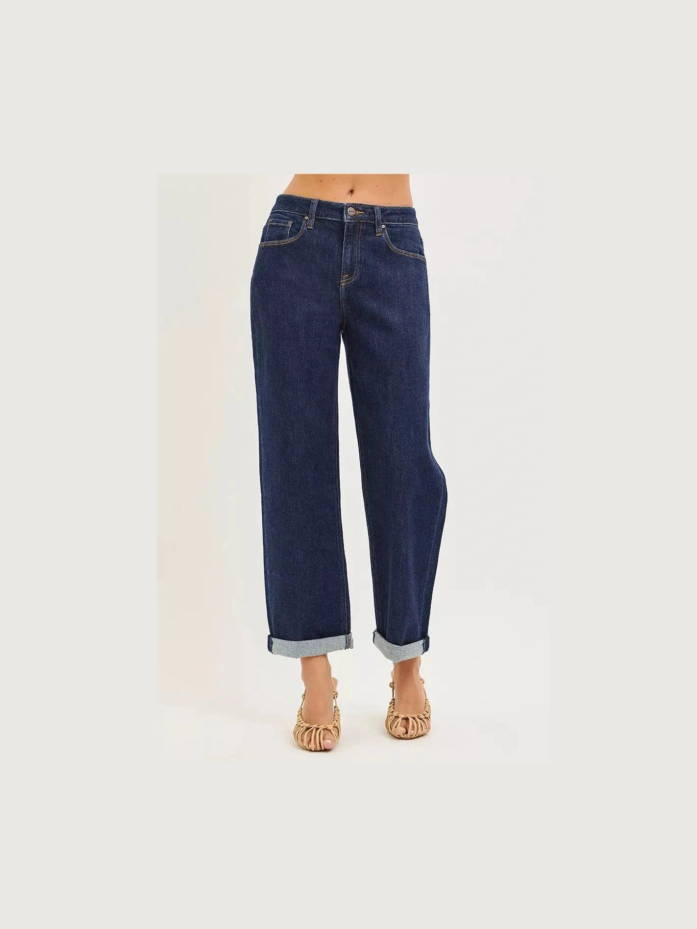 RISEN Slouchy Cropped Boyfriend Jeans With Cuffed Hem - Courbe et Compagnie