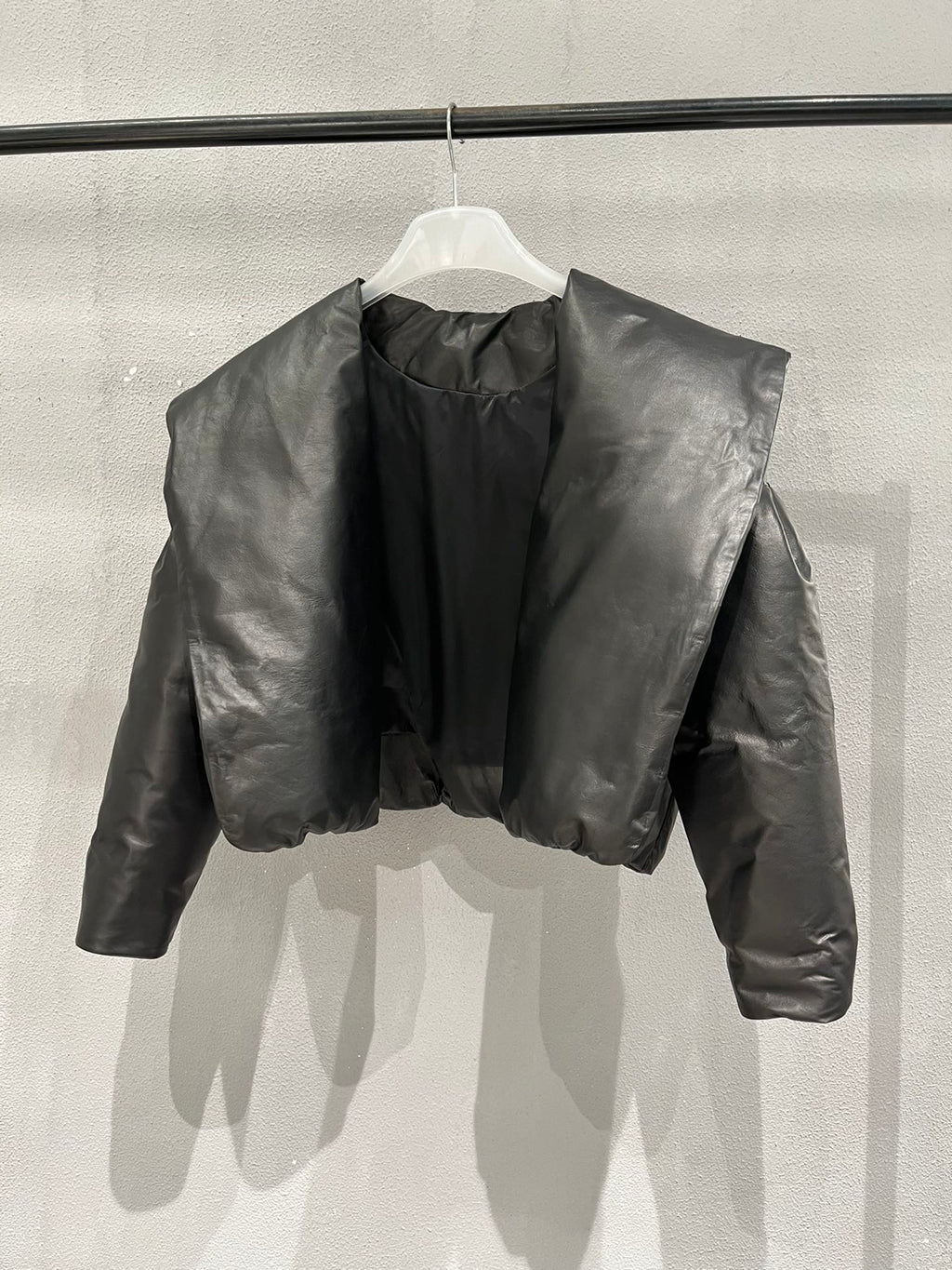 Women's YSL Embroidered Leather Down Jacket