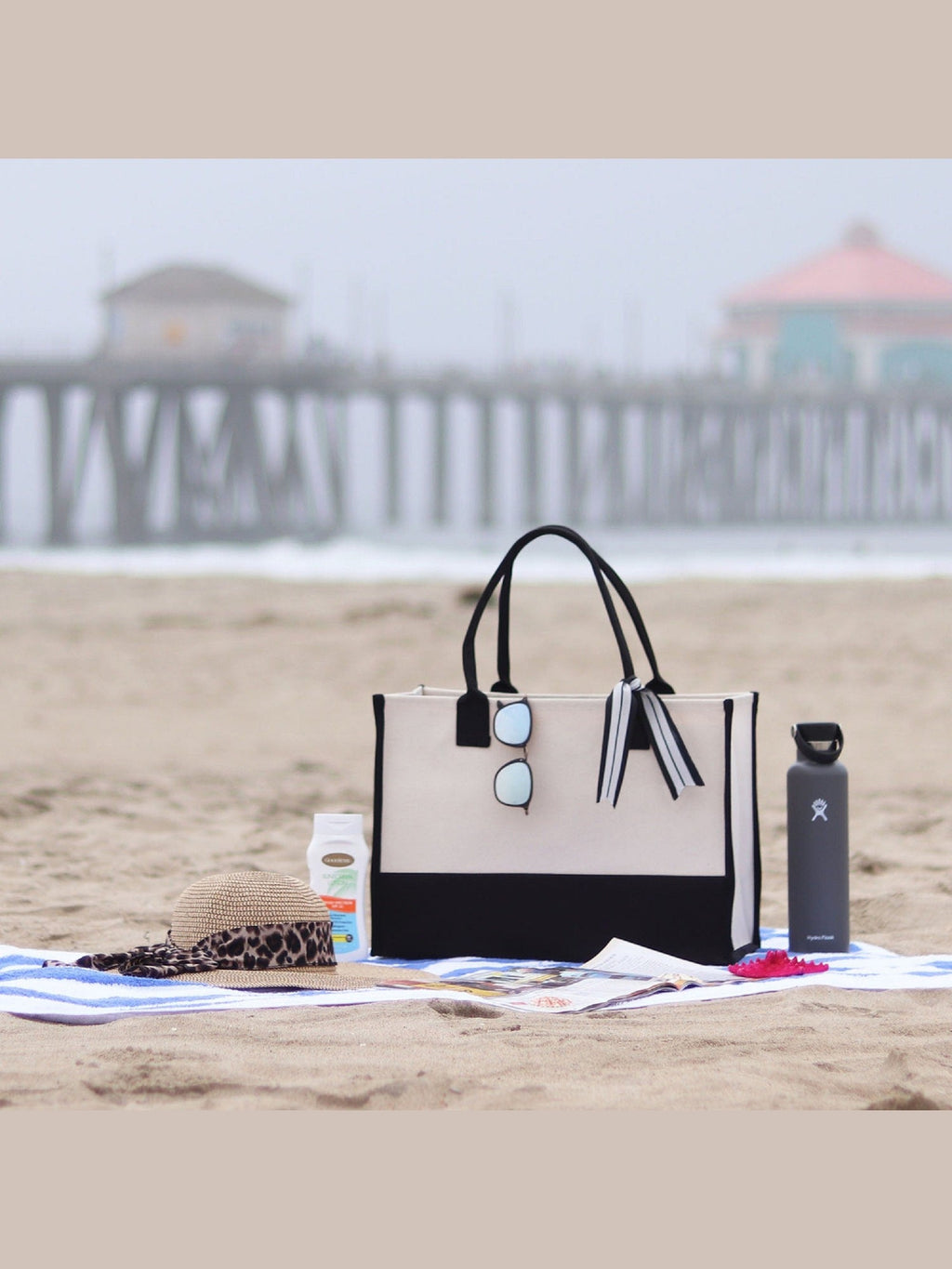 Road Trip Beach Tote Bag - Large Chic Tote Bag - Gift for Her - Vacation Tote Bag - Weekender Bag - Travel Tote - Courbe et Compagnie