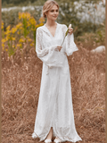 Romantic Floral Lace Hooded Bridal Robe Set – Long Sheer Lace Cover-Up with Satin Slip - Courbe et Compagnie