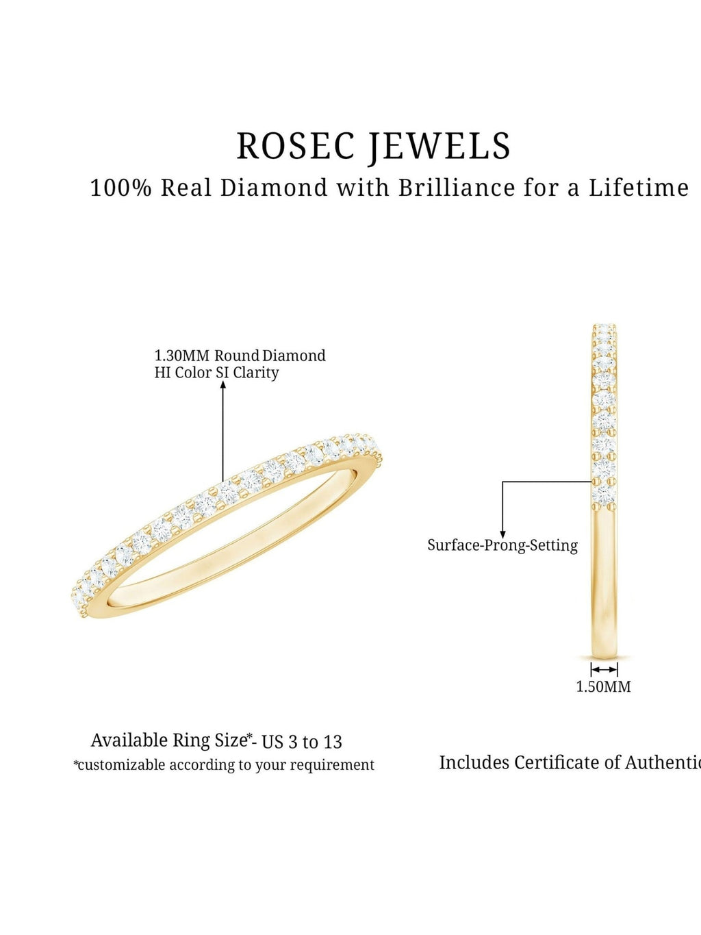 Round Cut Diamond Stackable Eternity Band - Courbe et Compagnie