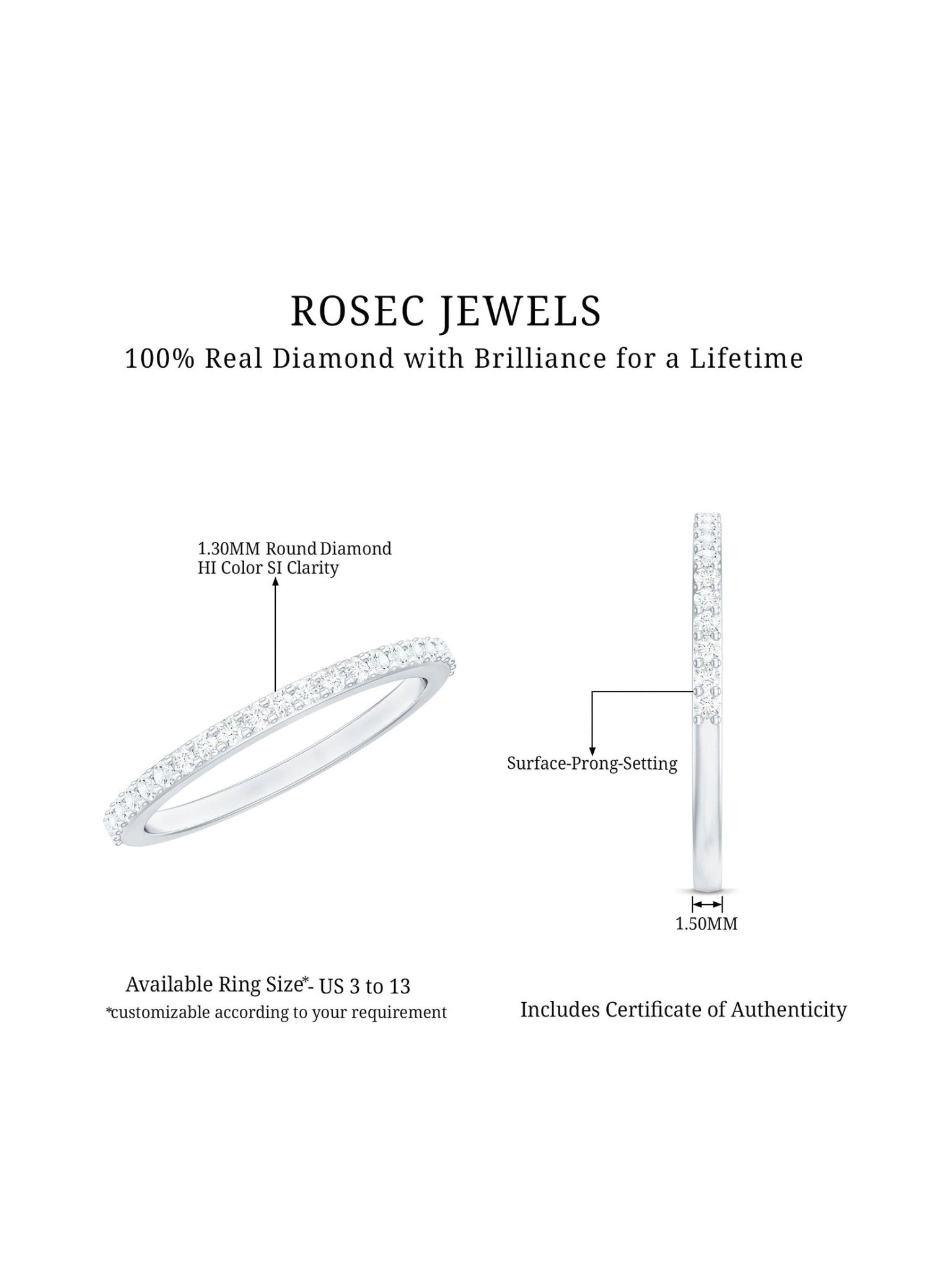 Round Cut Diamond Stackable Eternity Band - Courbe et Compagnie