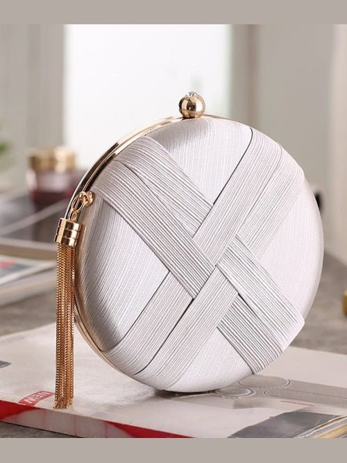 Round Evening Clutch Handbag with Braided Accent (MAC287) - Courbe et Compagnie