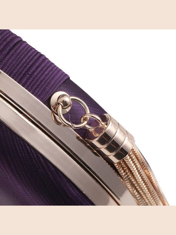 Round Evening Clutch Handbag with Braided Accent (MAC287) - Courbe et Compagnie