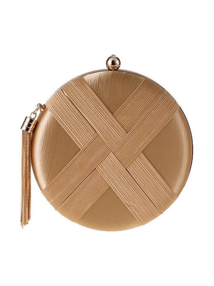Round Evening Clutch Handbag with Braided Accent (MAC287) - Courbe et Compagnie