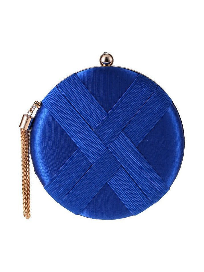 Round Evening Clutch Handbag with Braided Accent (MAC287) - Courbe et Compagnie