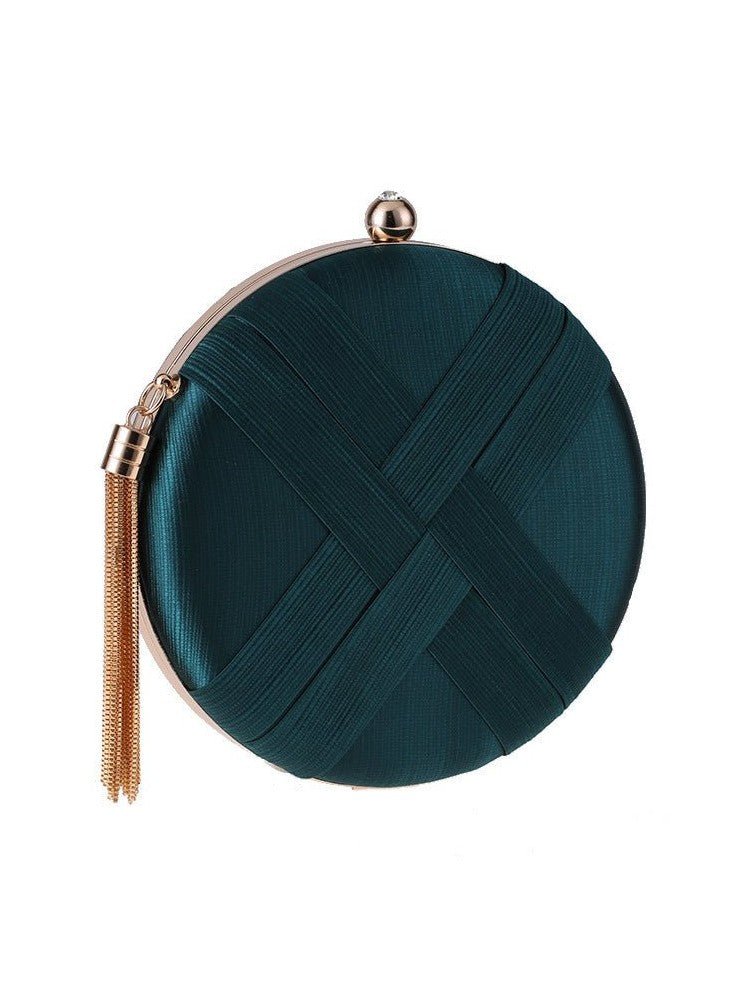 Round Evening Clutch Handbag with Braided Accent (MAC287) - Courbe et Compagnie