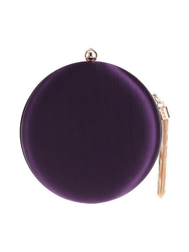 Round Evening Clutch Handbag with Braided Accent (MAC287) - Courbe et Compagnie