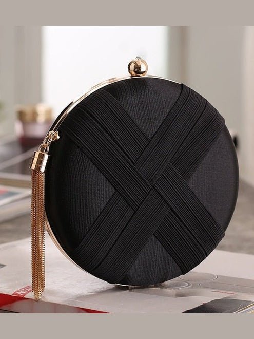 Round Evening Clutch Handbag with Braided Accent (MAC287) - Courbe et Compagnie