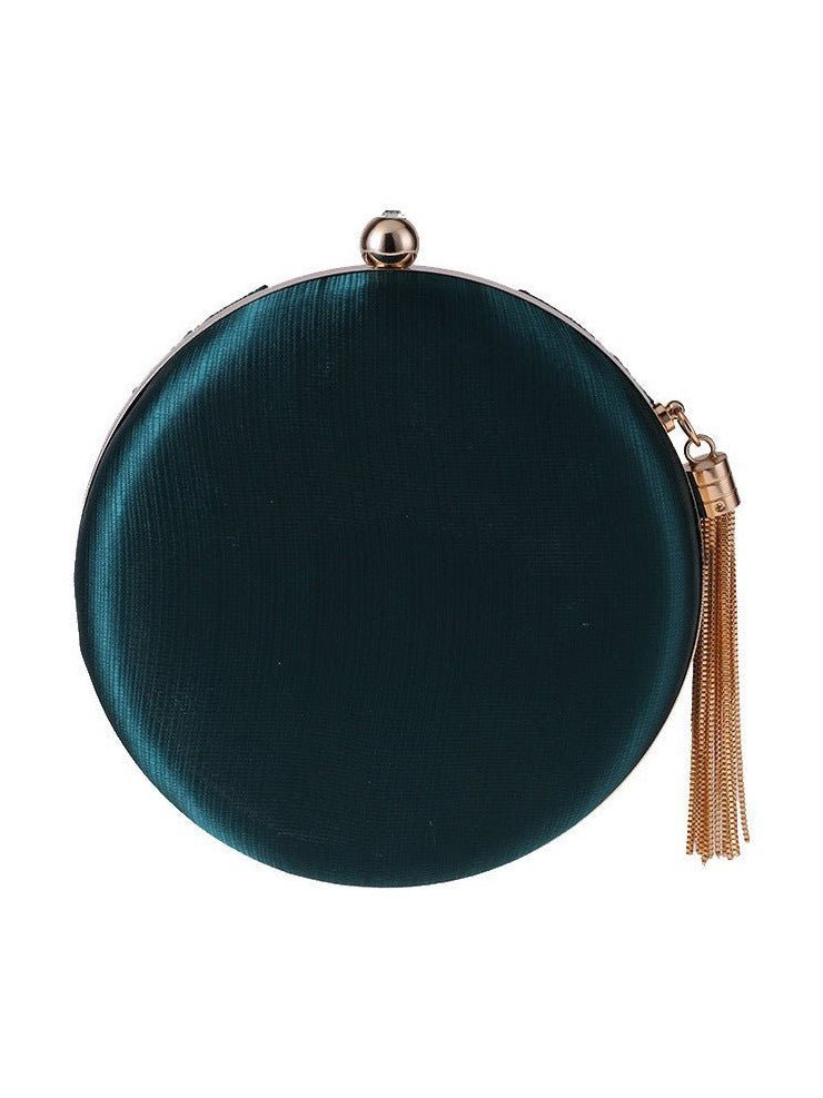 Round Evening Clutch Handbag with Braided Accent (MAC287) - Courbe et Compagnie