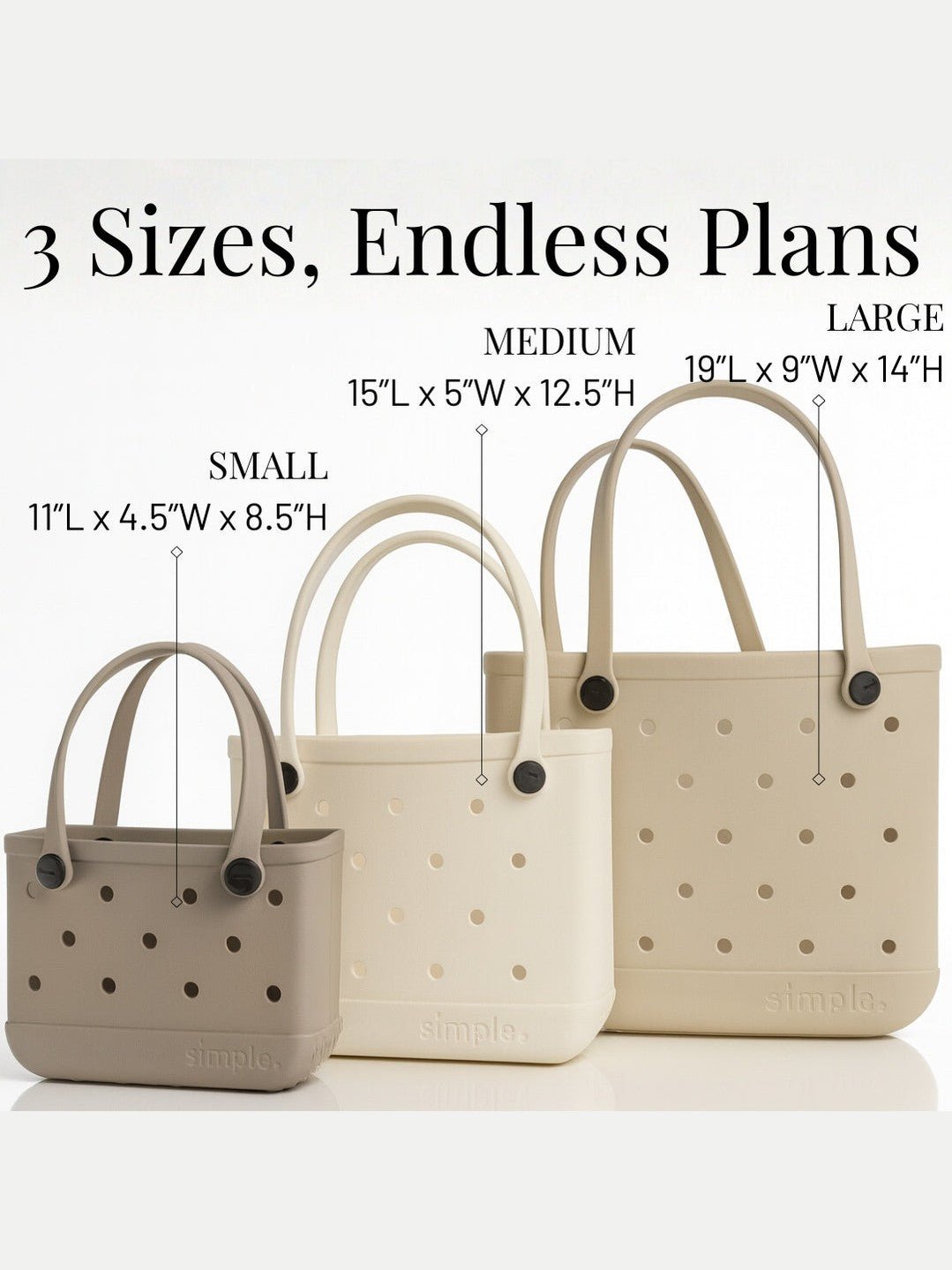 Rubber Tote Bag Set of 3 (XL/M/S) – Stylish Beige Tones EVA Bags, Great Value - Courbe et Compagnie