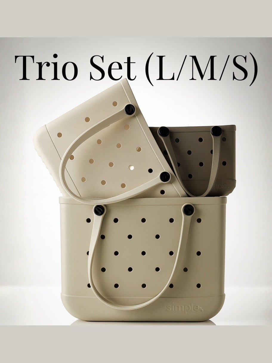 Rubber Tote Bag Set of 3 (XL/M/S) – Stylish Beige Tones EVA Bags, Great Value - Courbe et Compagnie