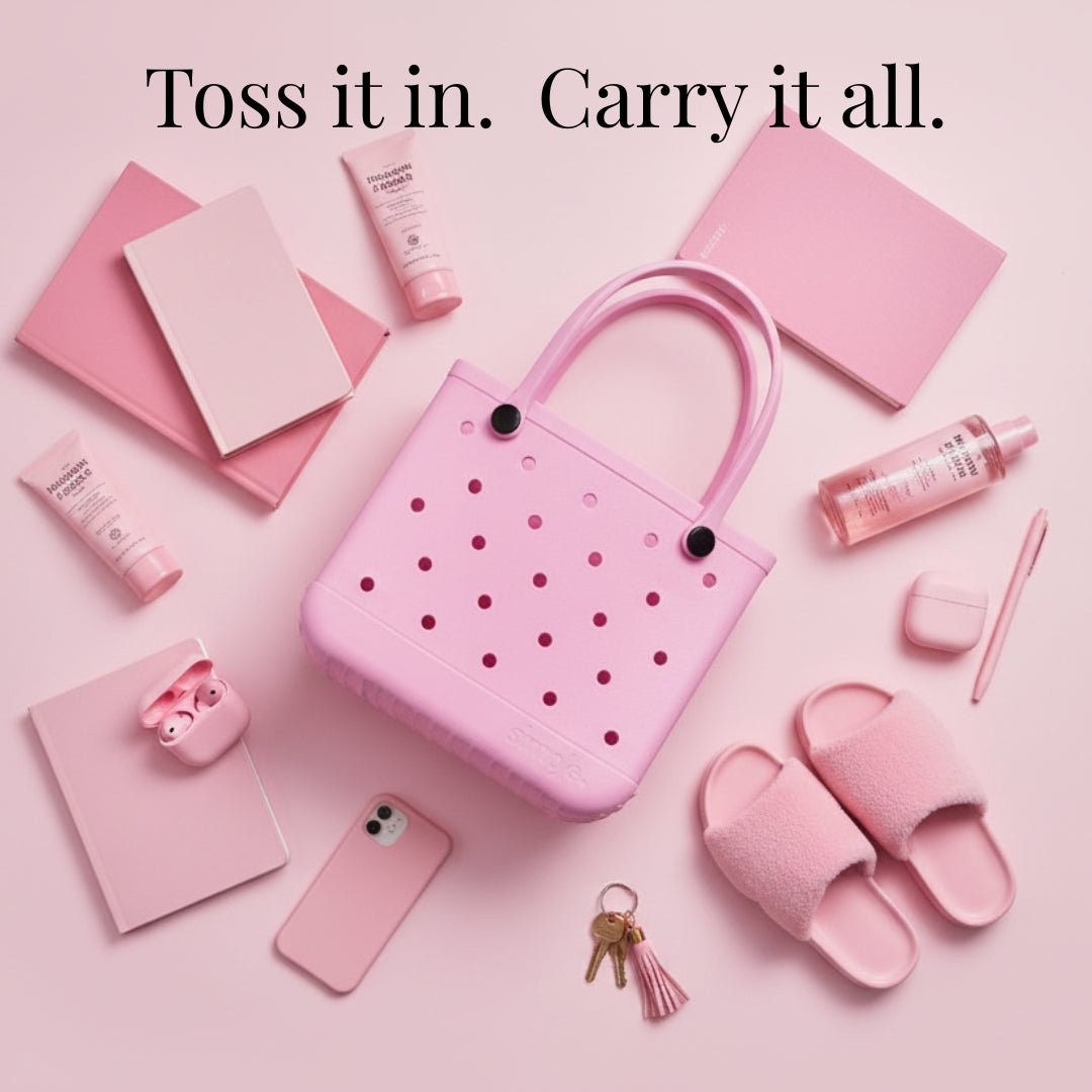 Rubber Tote Bag Set of 3 (XL/M/S) – Stylish Pink Tones EVA Bags, Great Value - Courbe et Compagnie