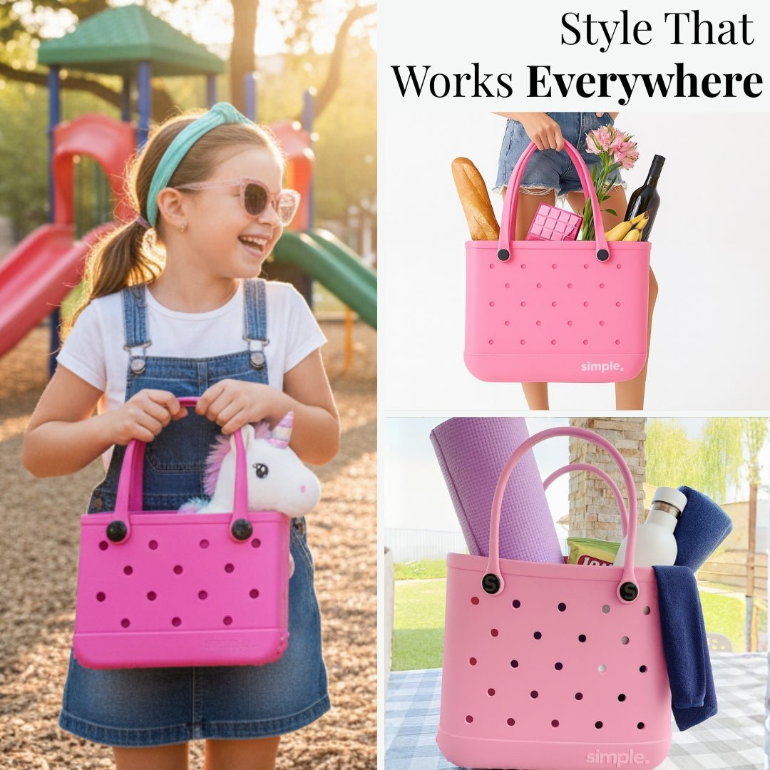 Rubber Tote Bag Set of 3 (XL/M/S) – Stylish Pink Tones EVA Bags, Great Value - Courbe et Compagnie