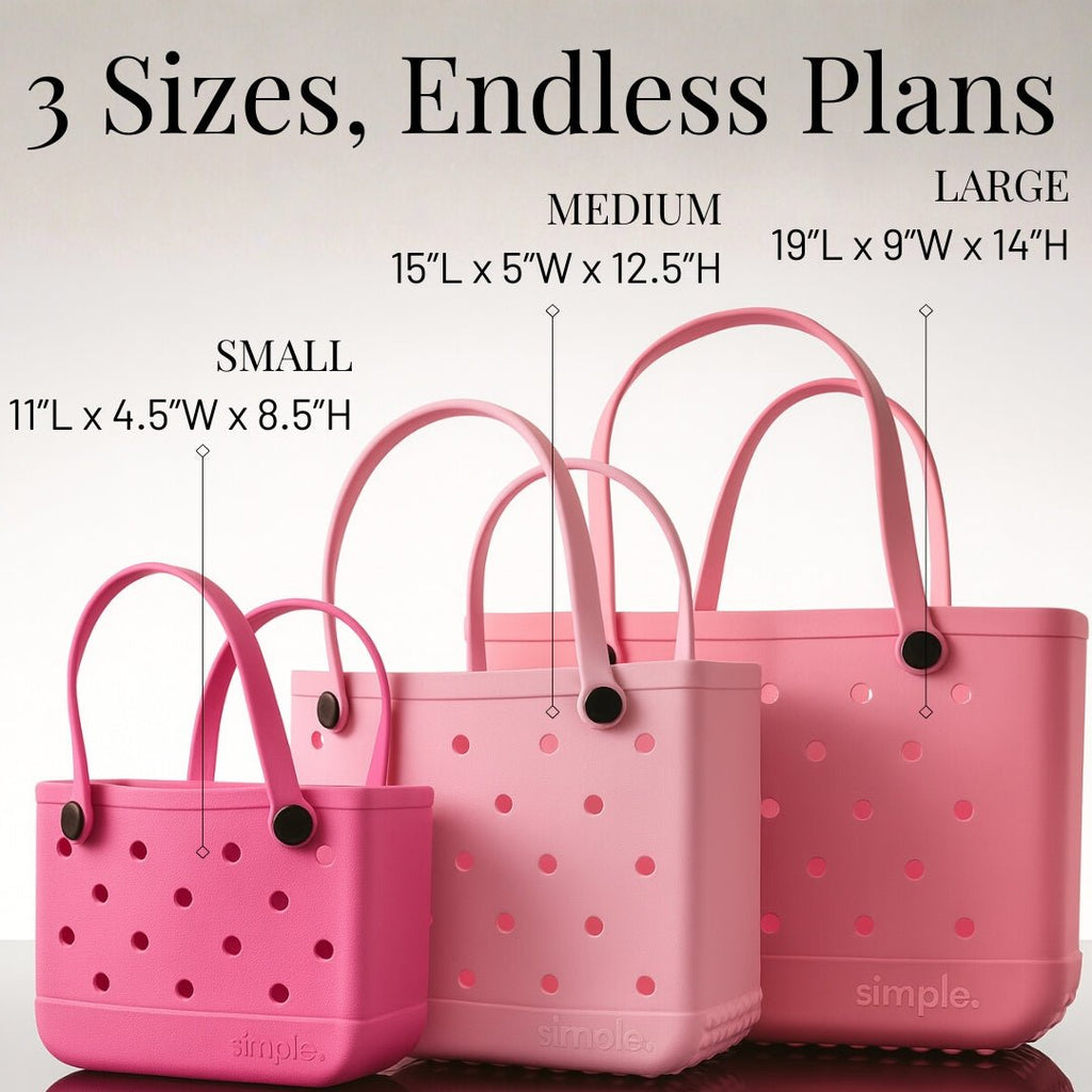 Rubber Tote Bag Set of 3 (XL/M/S) – Stylish Pink Tones EVA Bags, Great Value - Courbe et Compagnie