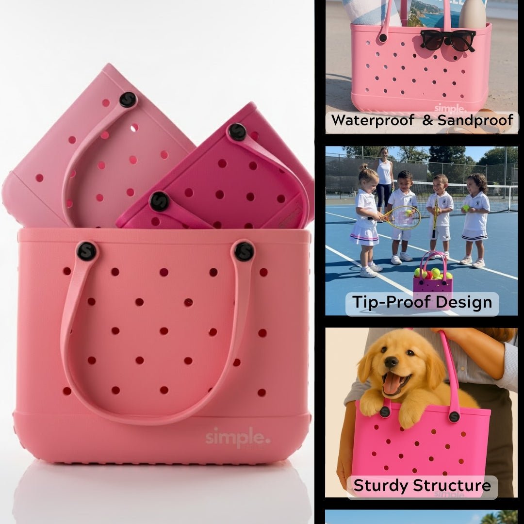 Rubber Tote Bag Set of 3 (XL/M/S) – Stylish Pink Tones EVA Bags, Great Value - Courbe et Compagnie