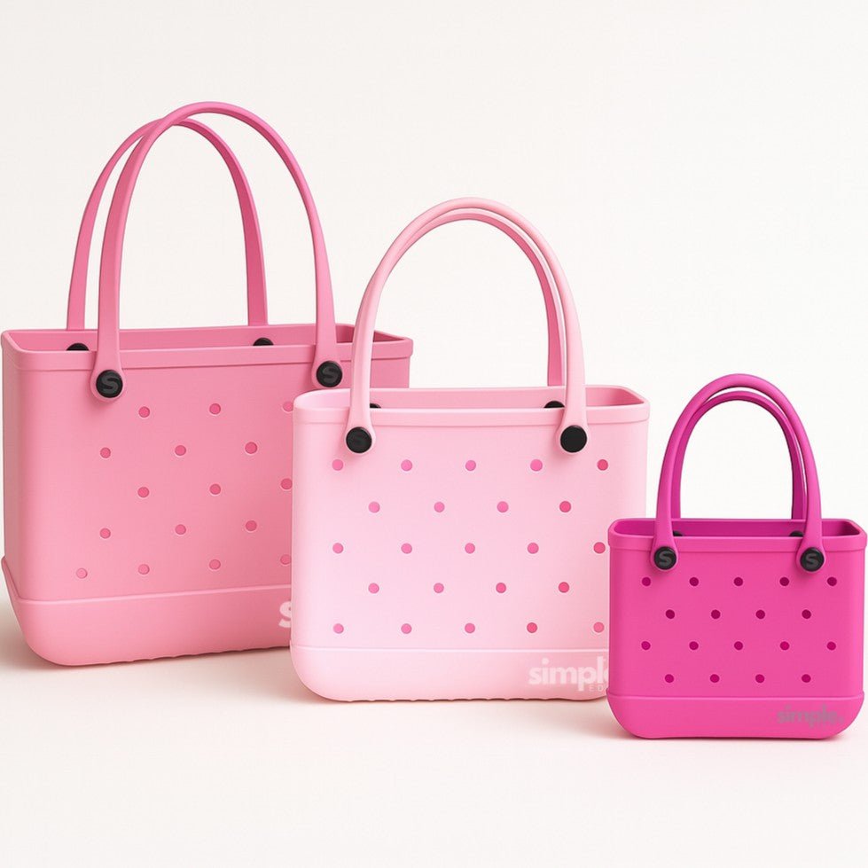 Rubber Tote Bag Set of 3 (XL/M/S) – Stylish Pink Tones EVA Bags, Great Value - Courbe et Compagnie