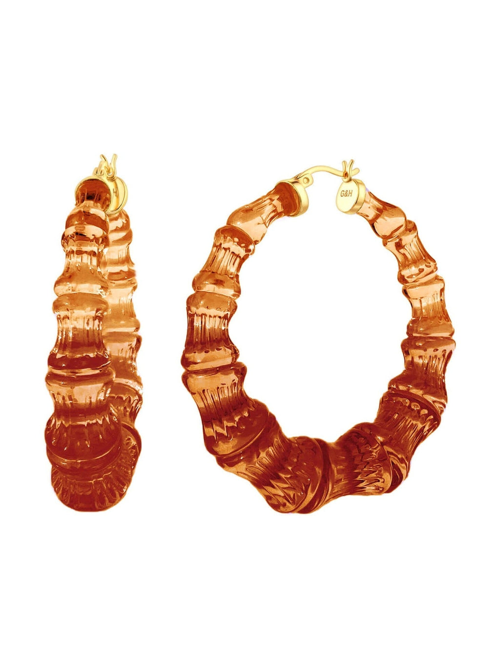 Rum & Coke Lucite Bamboo Hoop Earrings - Courbe et Compagnie