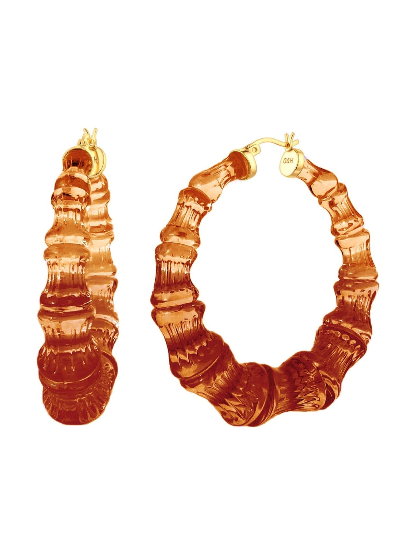 Rum & Coke Lucite Bamboo Hoop Earrings - Courbe et Compagnie
