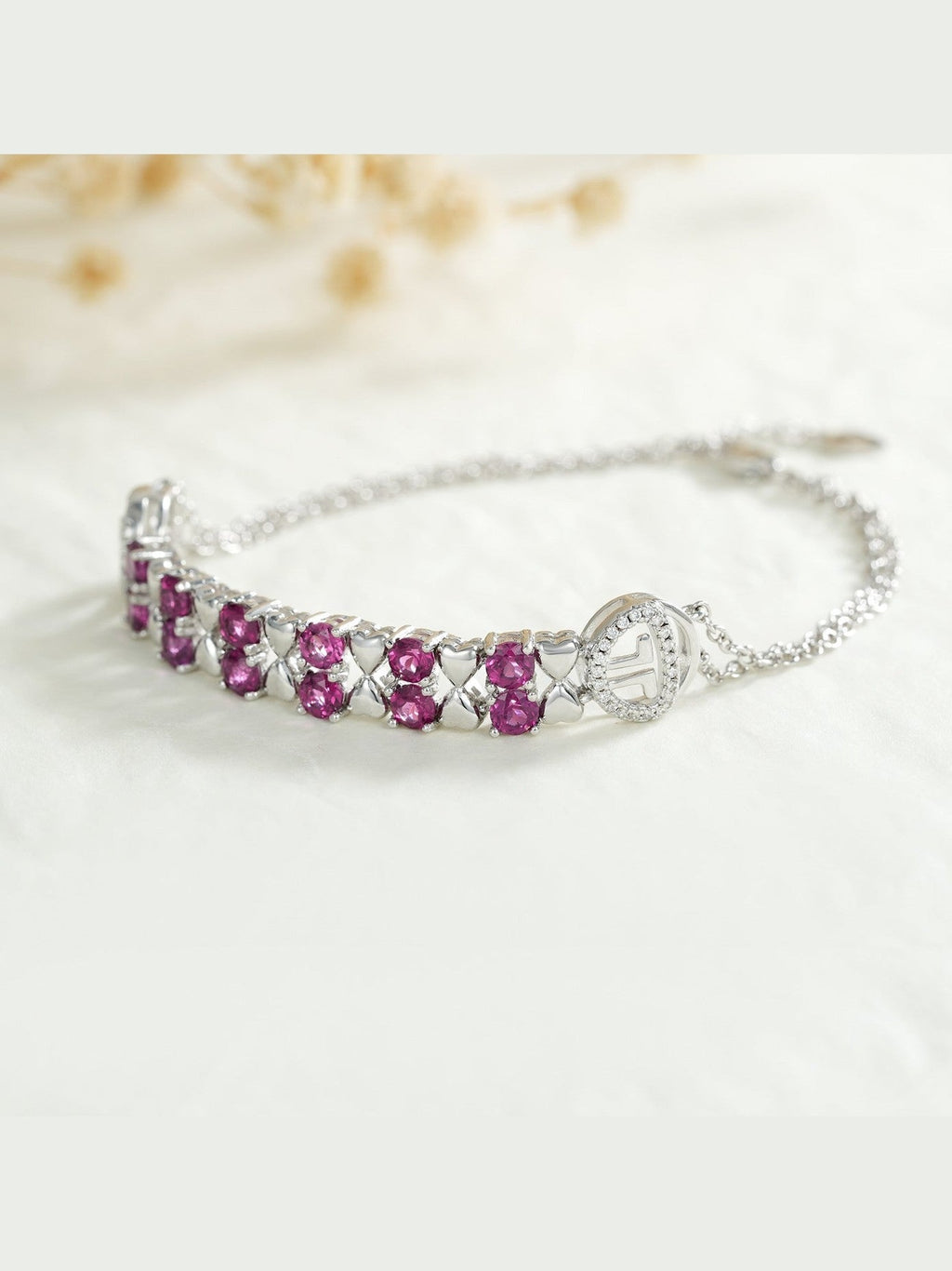 S925 Sterling Silver Purple Garnet Bracelet Women Fashion Zircon Light Luxury Jewelry - Courbe et Compagnie