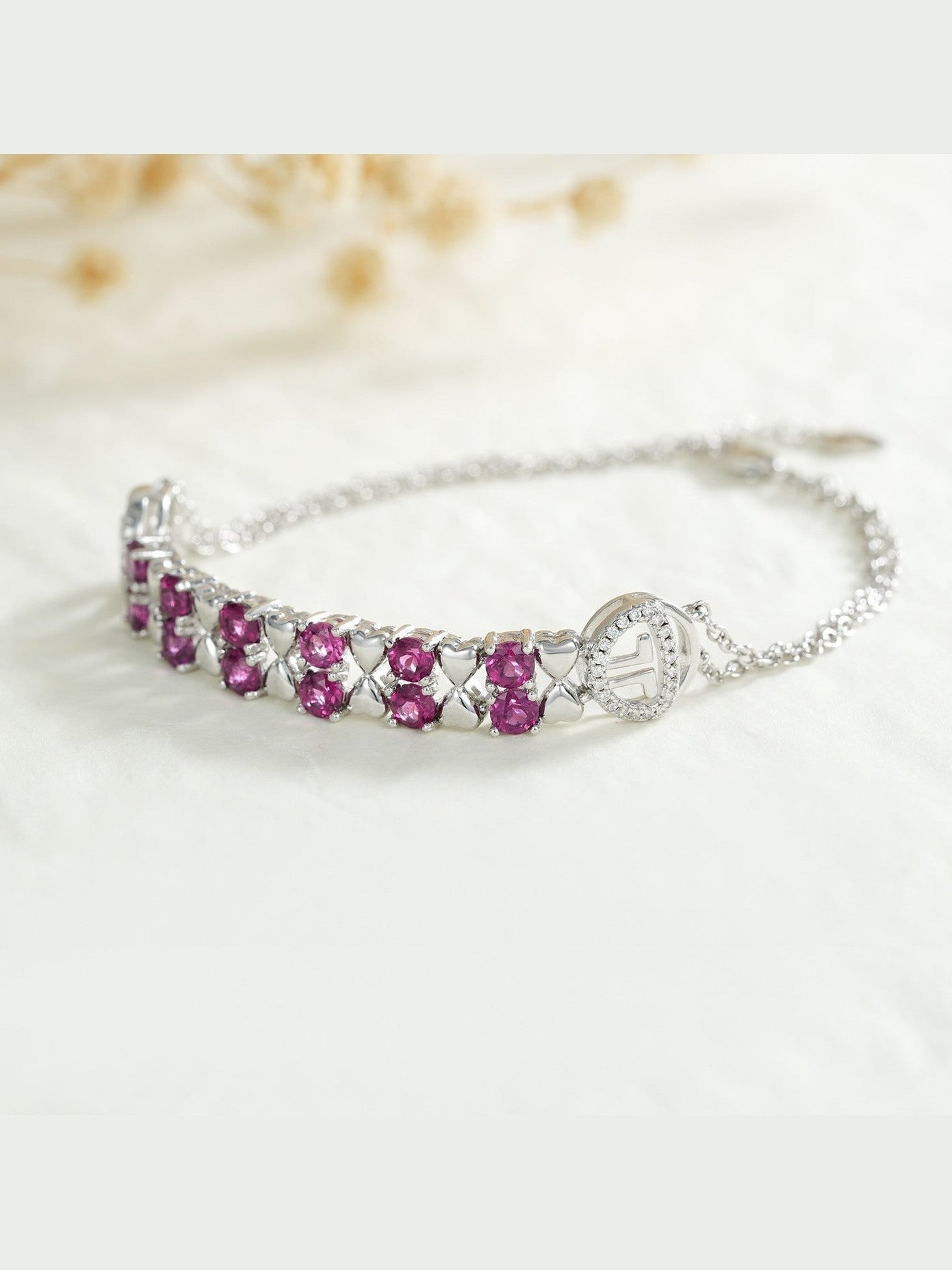 S925 Sterling Silver Purple Garnet Bracelet Women Fashion Zircon Light Luxury Jewelry - Courbe et Compagnie