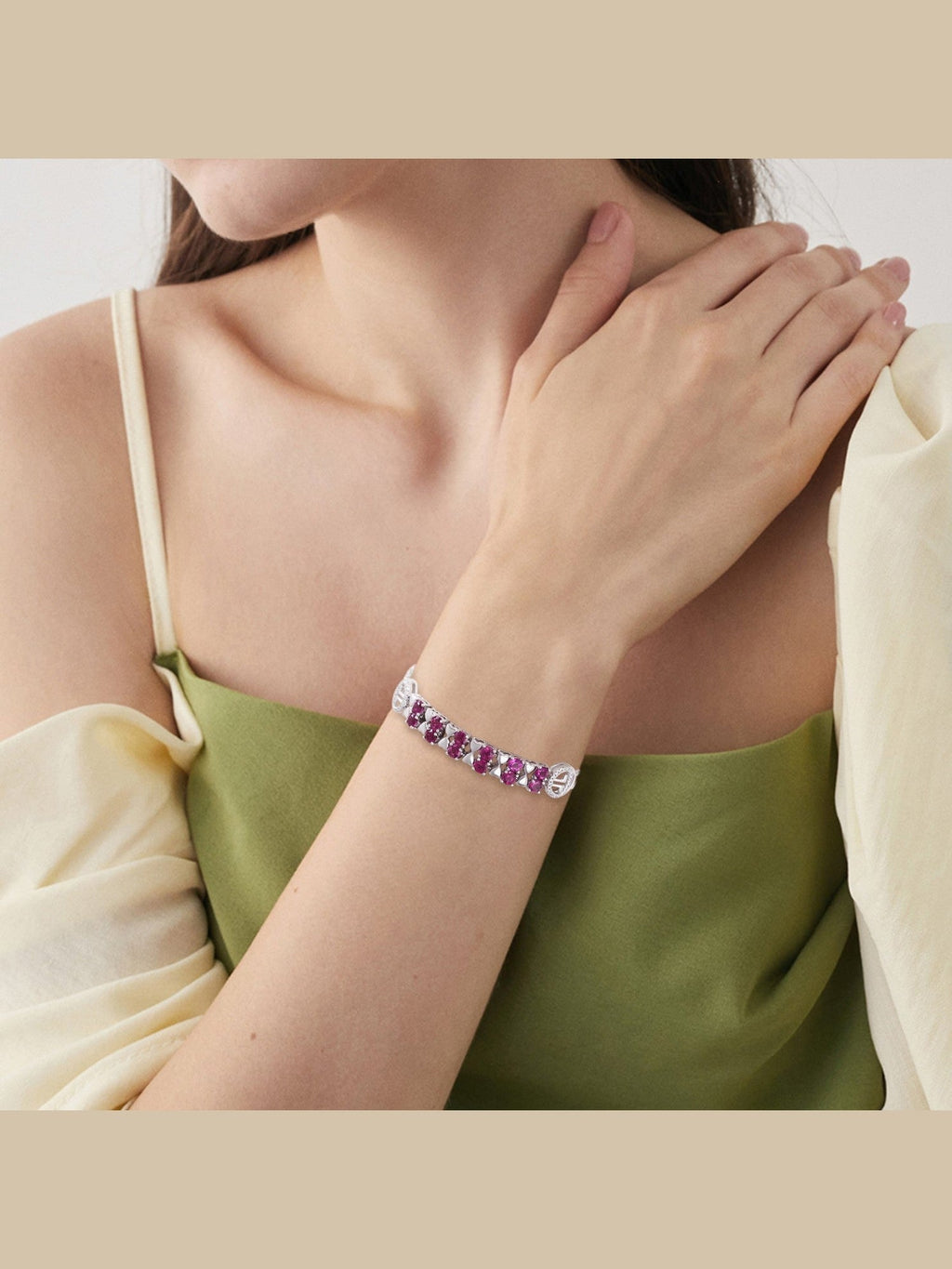 S925 Sterling Silver Purple Garnet Bracelet Women Fashion Zircon Light Luxury Jewelry - Courbe et Compagnie