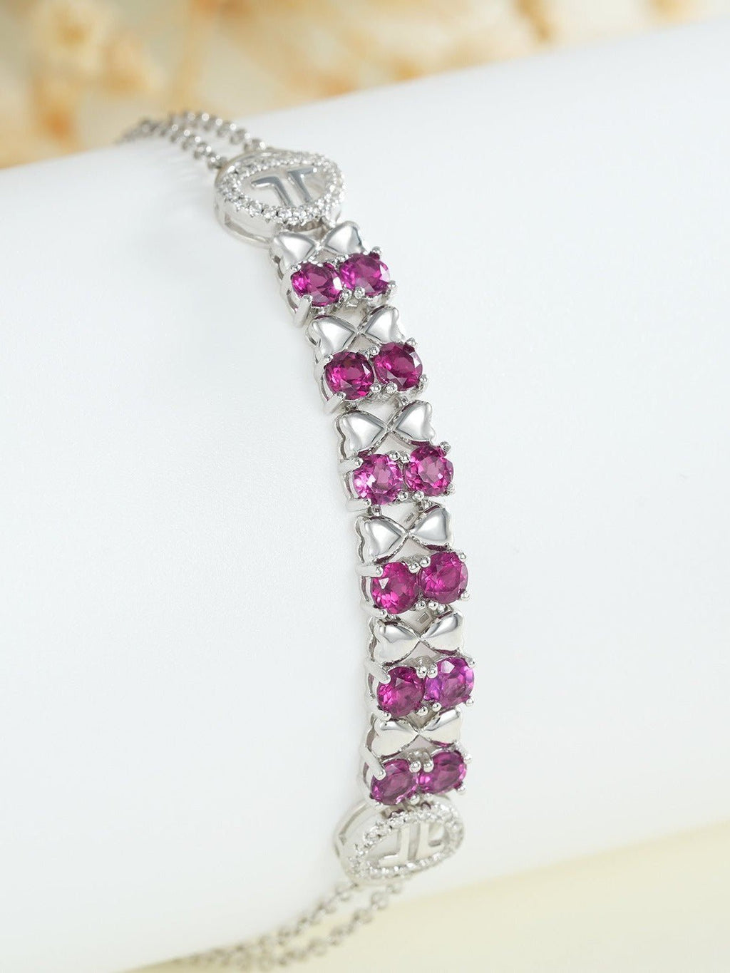 S925 Sterling Silver Purple Garnet Bracelet Women Fashion Zircon Light Luxury Jewelry - Courbe et Compagnie