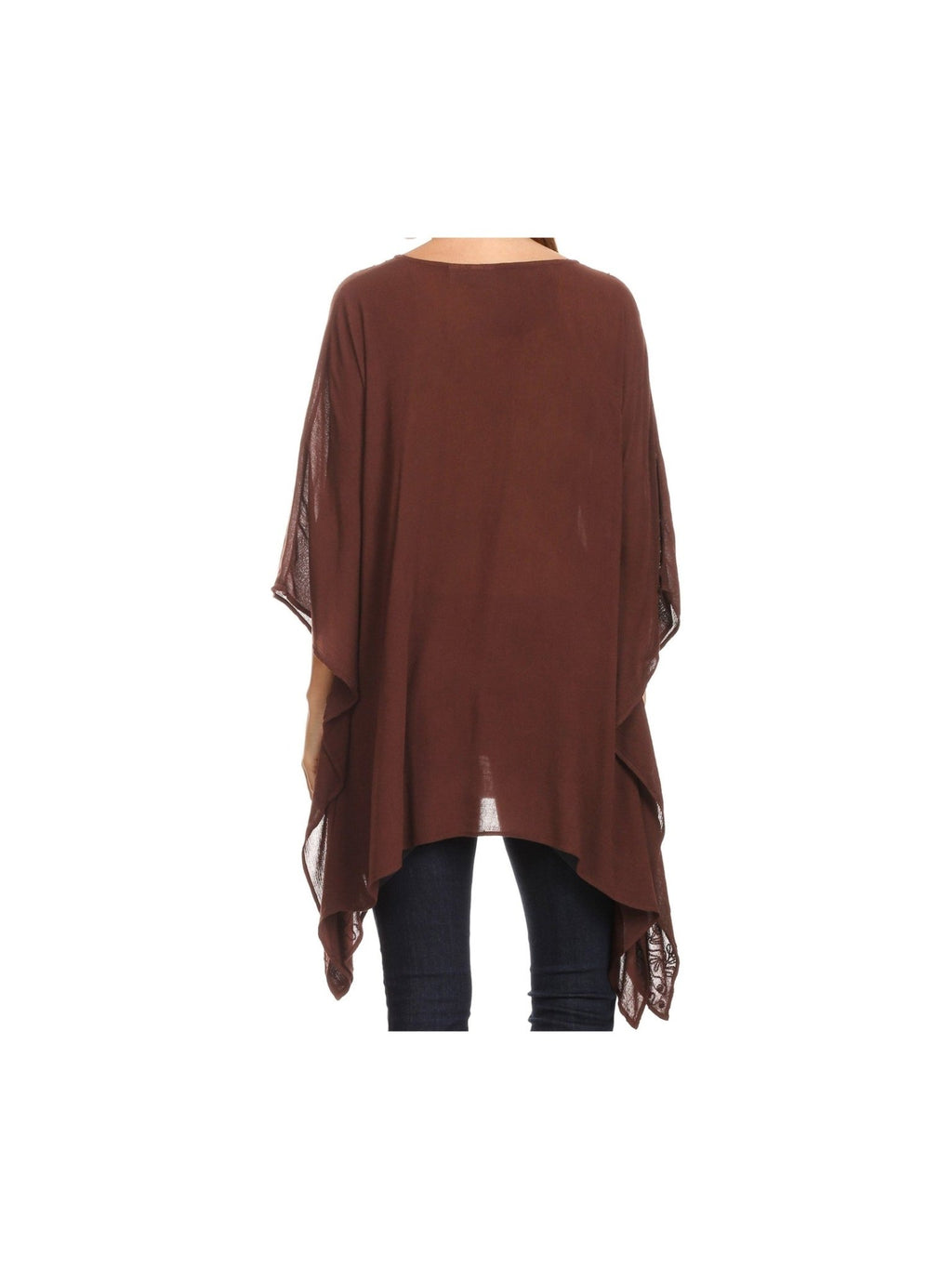 Sakkas Wren Lightweight Circle Poncho Top Blouse With Detailed Embroidery - Courbe et Compagnie