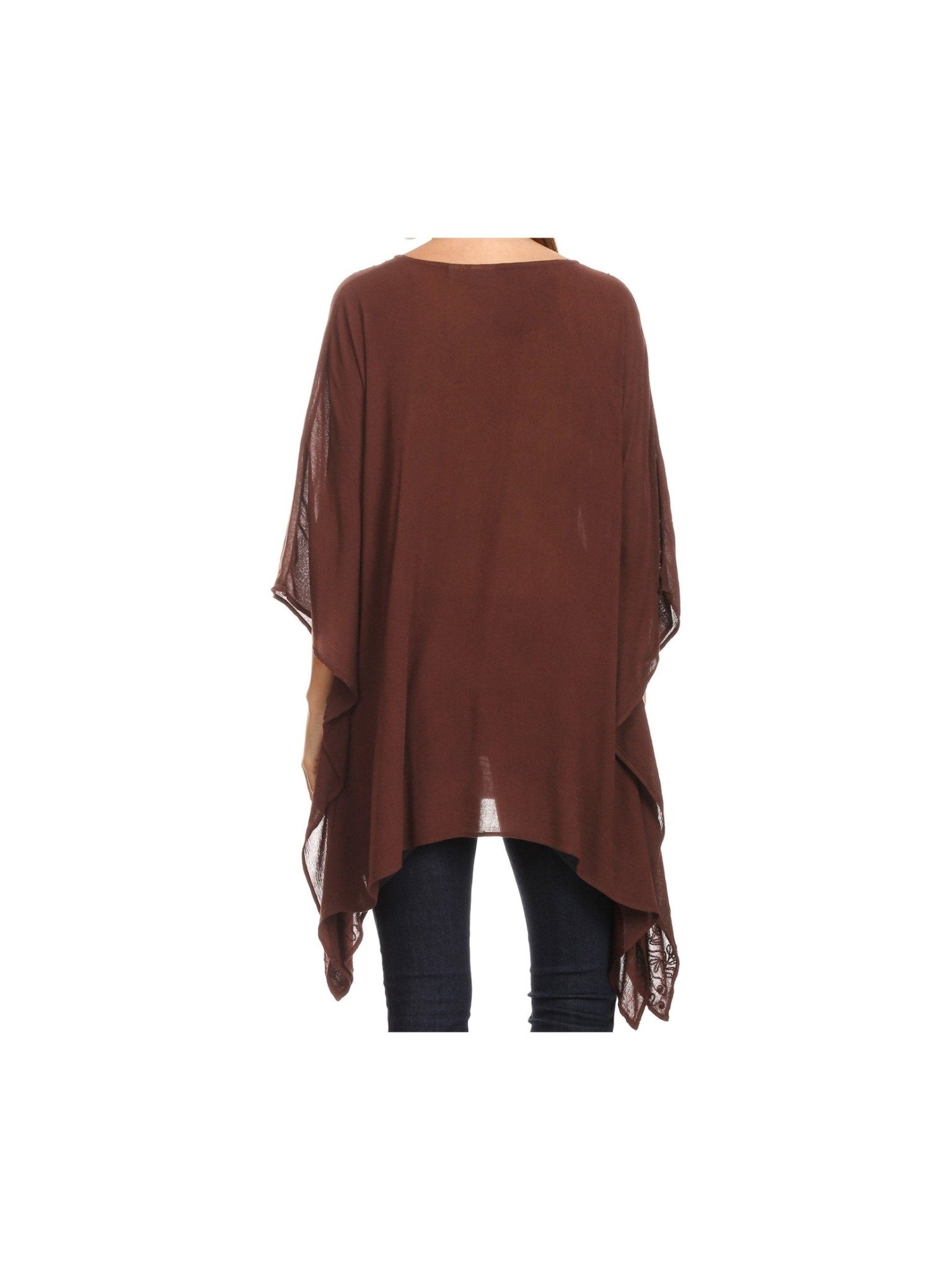 Sakkas Wren Lightweight Circle Poncho Top Blouse With Detailed Embroidery - Courbe et Compagnie
