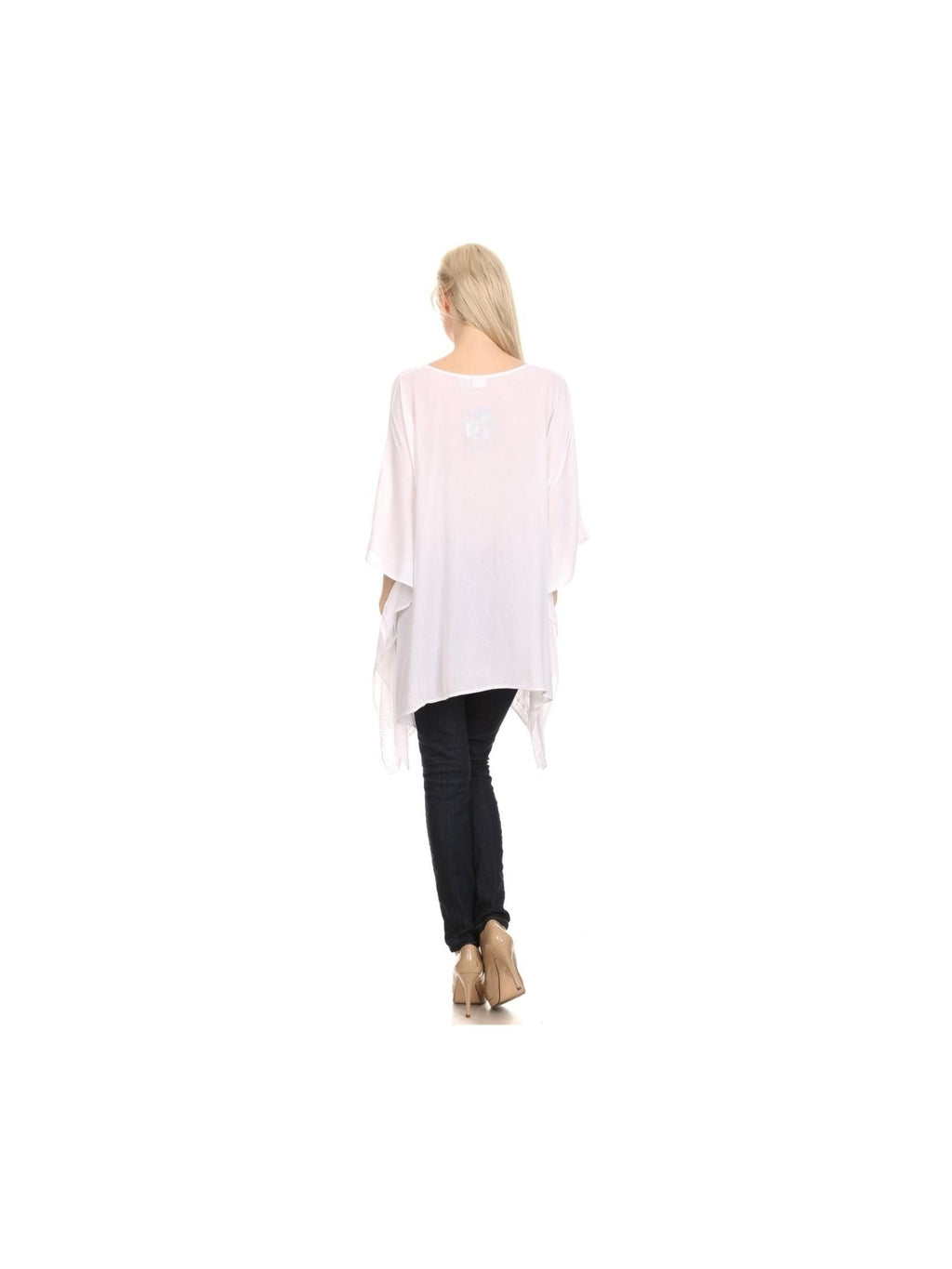 Sakkas Wren Lightweight Circle Poncho Top Blouse With Detailed Embroidery - Courbe et Compagnie
