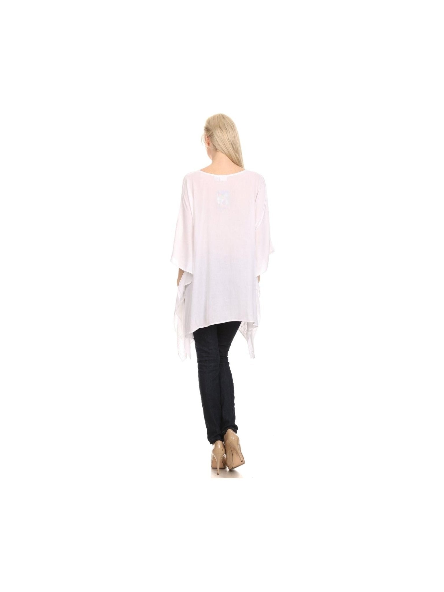 Sakkas Wren Lightweight Circle Poncho Top Blouse With Detailed Embroidery - Courbe et Compagnie