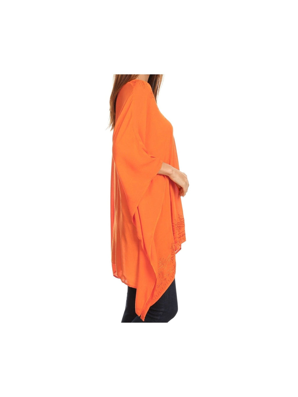 Sakkas Wren Lightweight Circle Poncho Top Blouse With Detailed Embroidery - Courbe et Compagnie