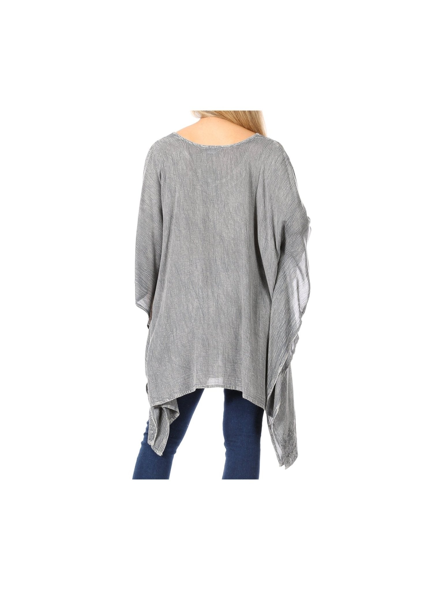 Sakkas Wren Lightweight Circle Poncho Top Blouse With Detailed Embroidery - Courbe et Compagnie