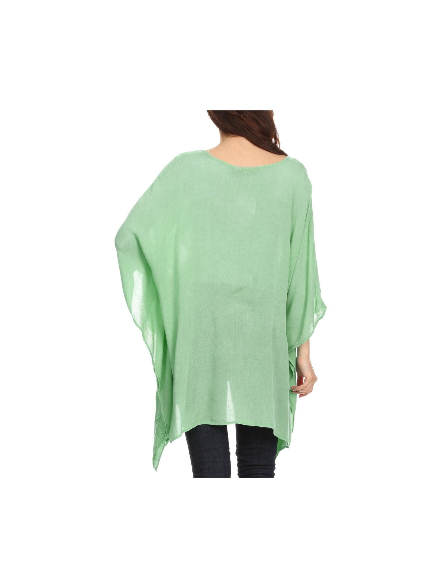 Sakkas Wren Lightweight Circle Poncho Top Blouse With Detailed Embroidery - Courbe et Compagnie