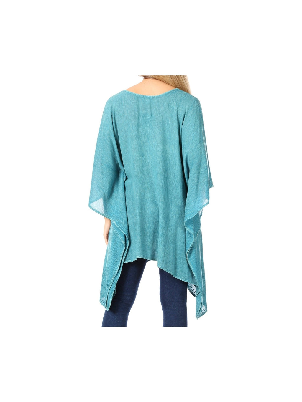 Sakkas Wren Lightweight Circle Poncho Top Blouse With Detailed Embroidery - Courbe et Compagnie