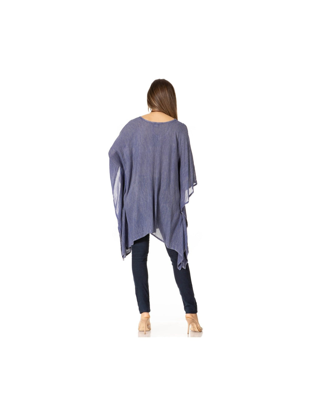 Sakkas Wren Lightweight Circle Poncho Top Blouse With Detailed Embroidery - Courbe et Compagnie