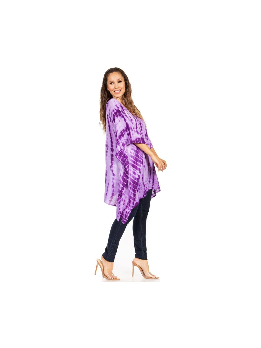 Sakkas Wren Lightweight Circle Poncho Top Blouse With Detailed Embroidery - Courbe et Compagnie
