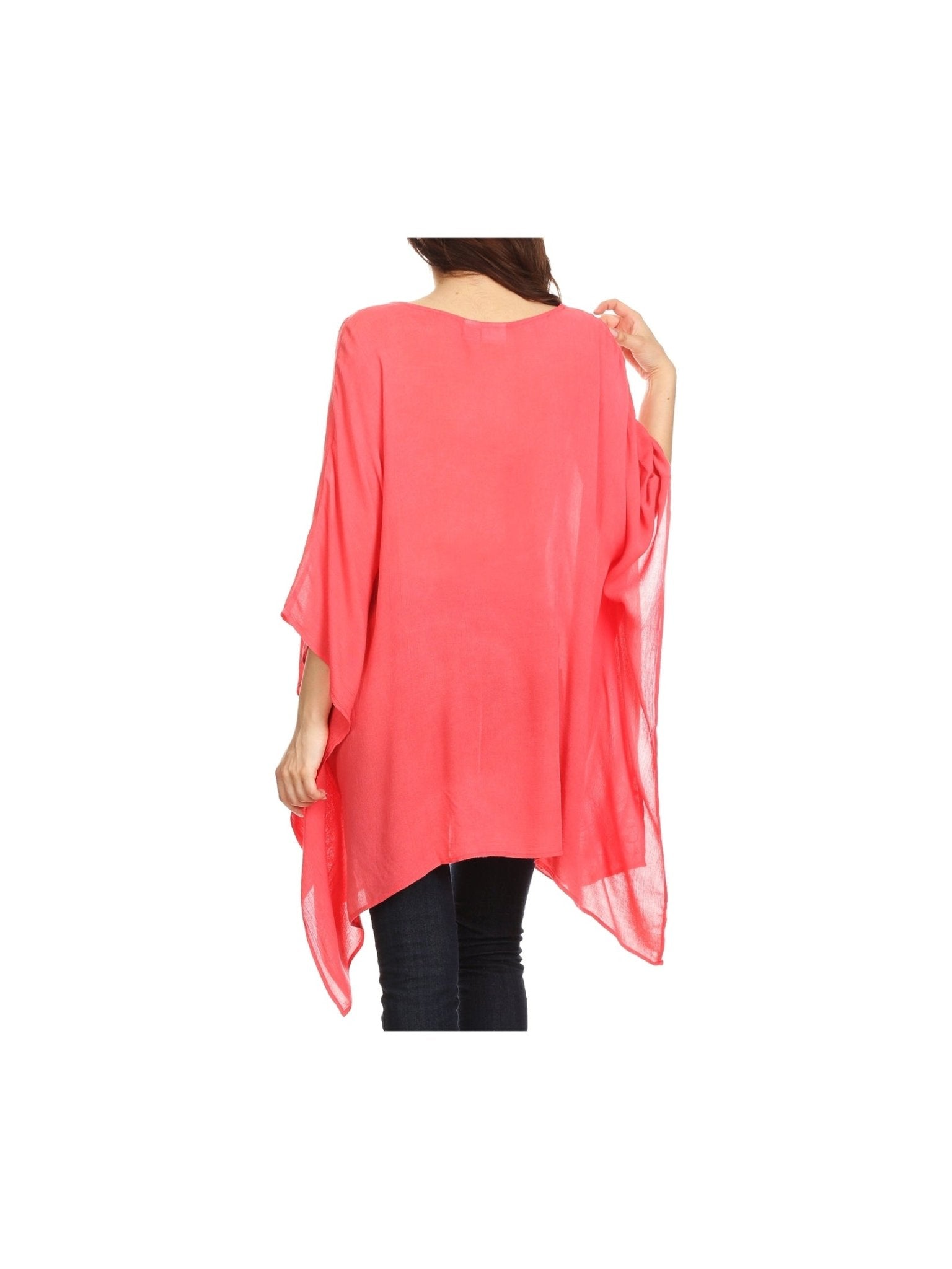 Sakkas Wren Lightweight Circle Poncho Top Blouse With Detailed Embroidery - Courbe et Compagnie