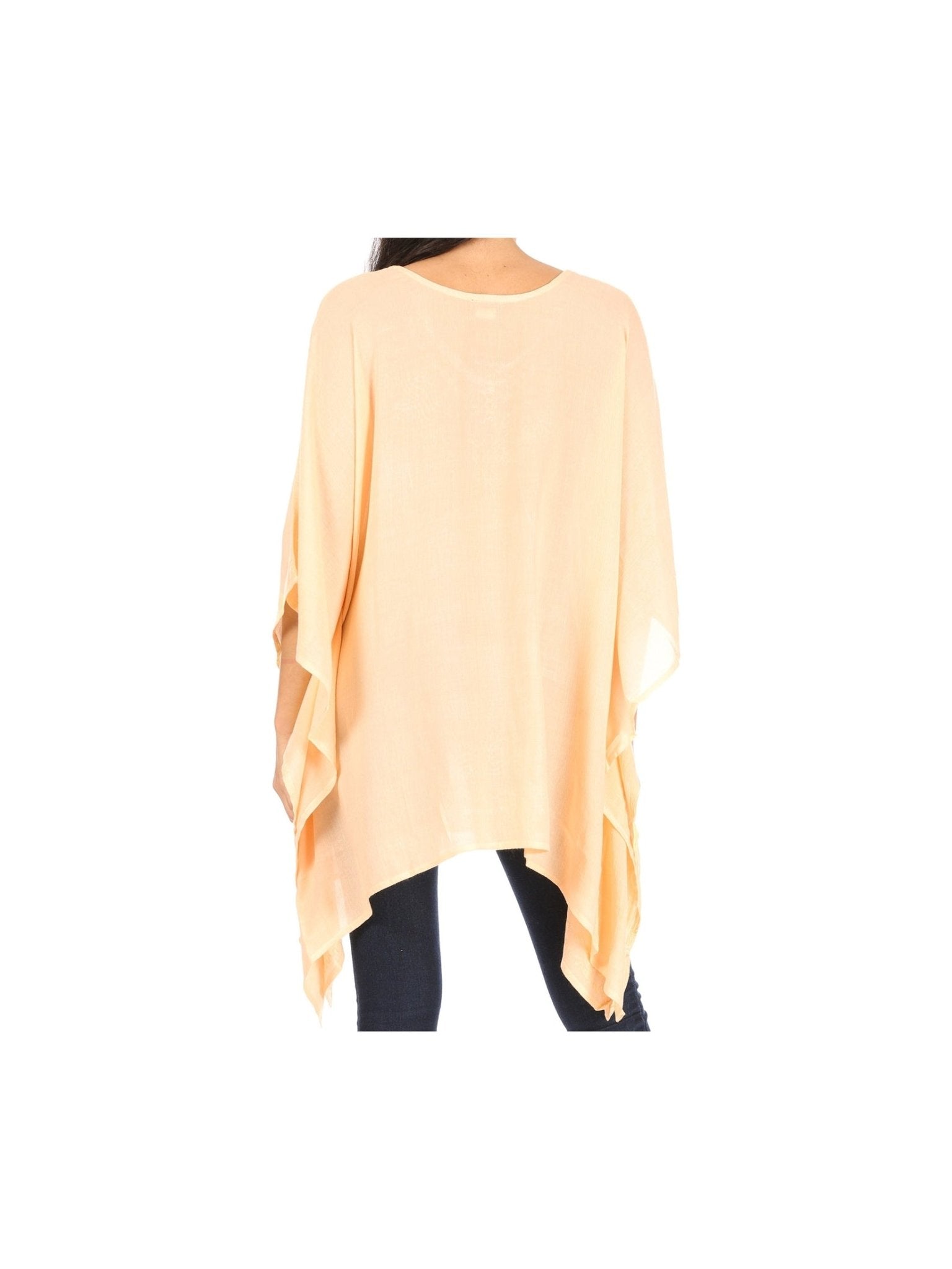 Sakkas Wren Lightweight Circle Poncho Top Blouse With Detailed Embroidery - Courbe et Compagnie