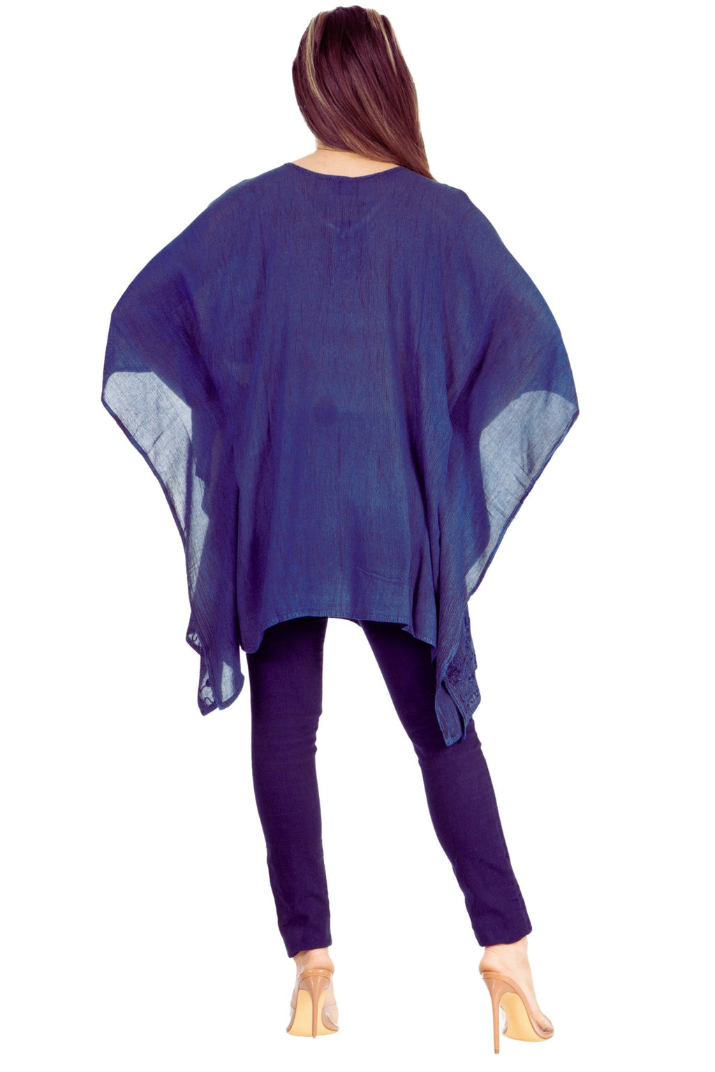 Sakkas Wren Lightweight Circle Poncho Top Blouse With Detailed Embroidery - Courbe et Compagnie